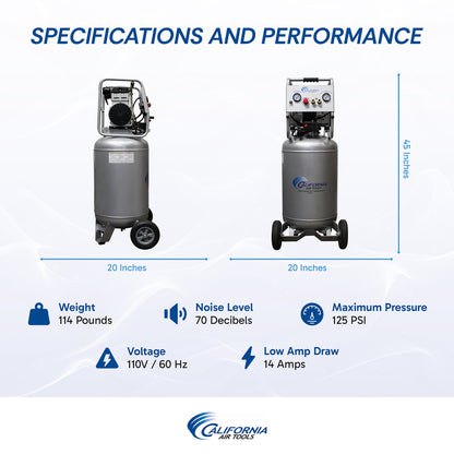 California Air Tools Ultra Quiet & Oil Free 2.0 HP 20.0 Gal